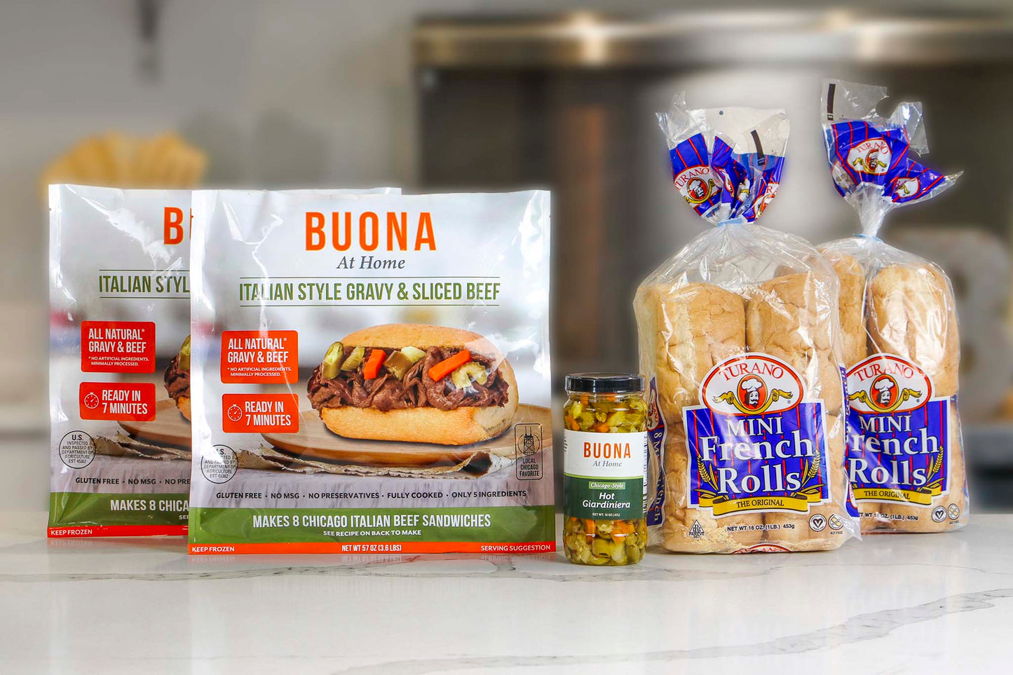 Buona's Chicago Italian Beef Sandwich Kit (16 Sandwiches)